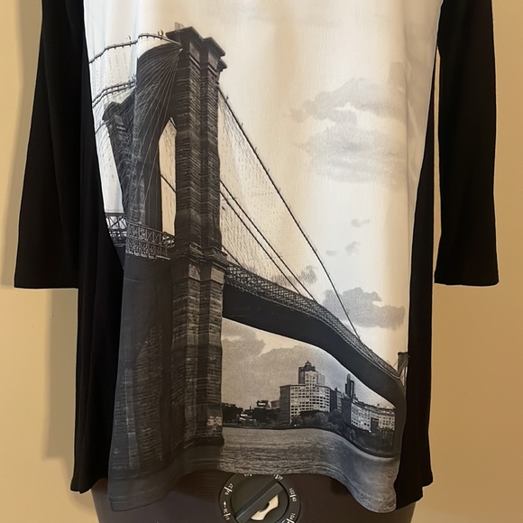 Elie Tahari for Design Nation New York 3/4 Sleeve Graphic Top Size Small - Picture 11 of 15